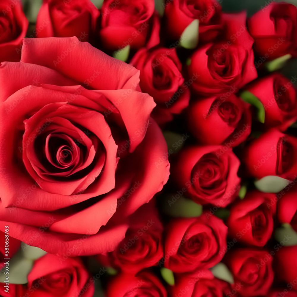 close up red roses bouquet - red roses love - Red flowers - Generative AI close up red roses bouquet - red roses love - Red flowers - Generative AI