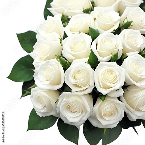 bouquet of white roses - white roses love - White flowers - Generative AI