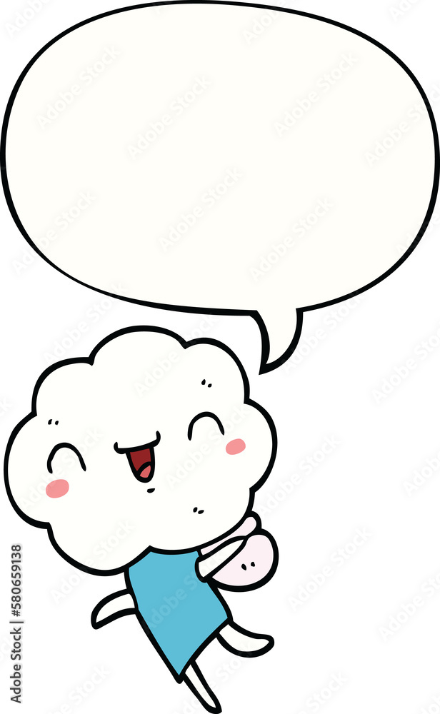 cute cartoon cloud head creature and speech bubble cute cartoon cloud head creature and speech bubble