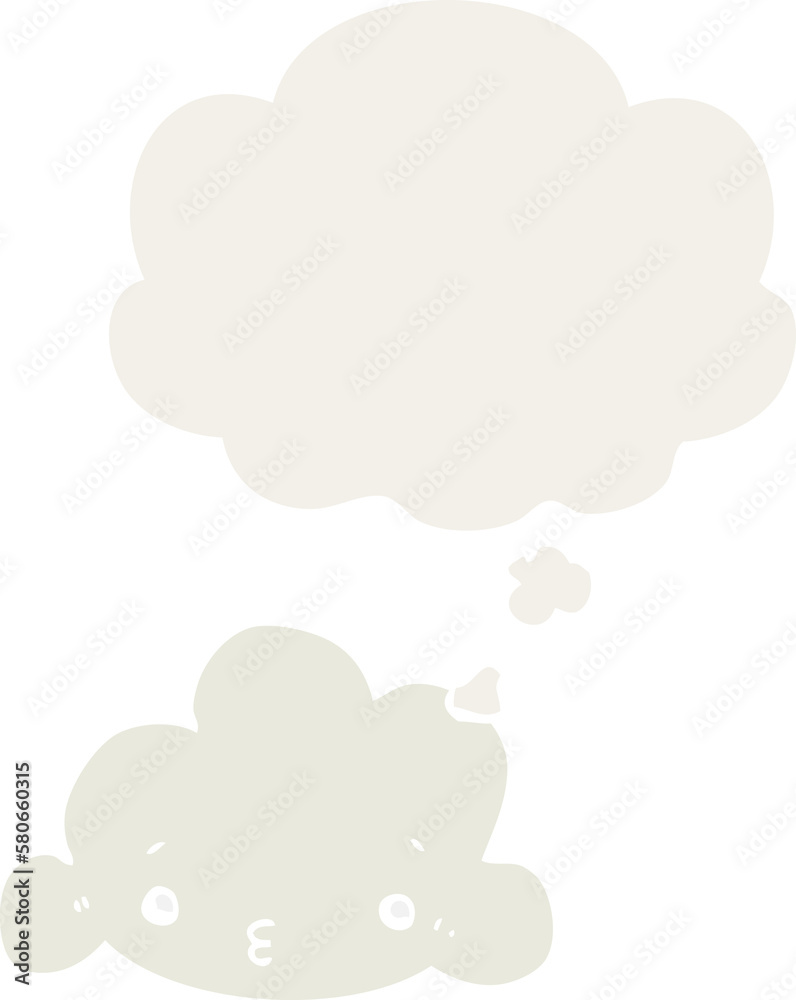 Obraz premium cartoon cloud and thought bubble in retro style