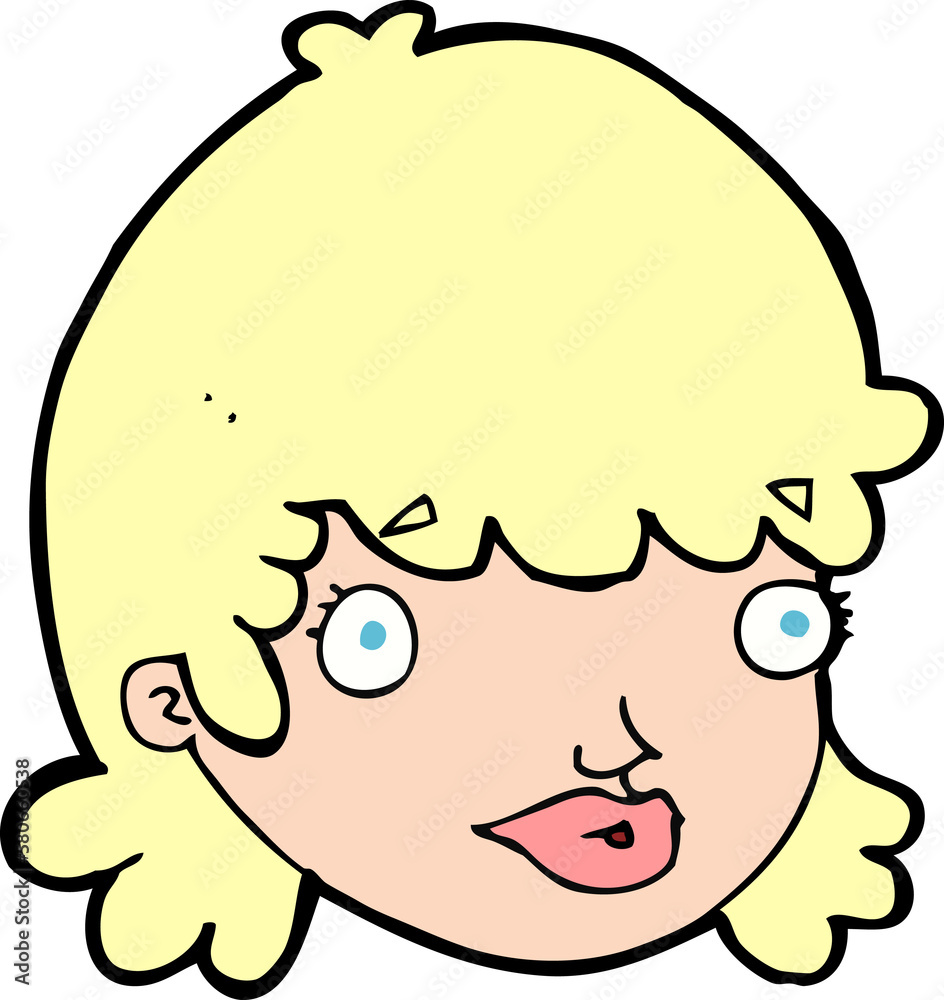 cartoon female face with surprised expression cartoon female face with surprised expression