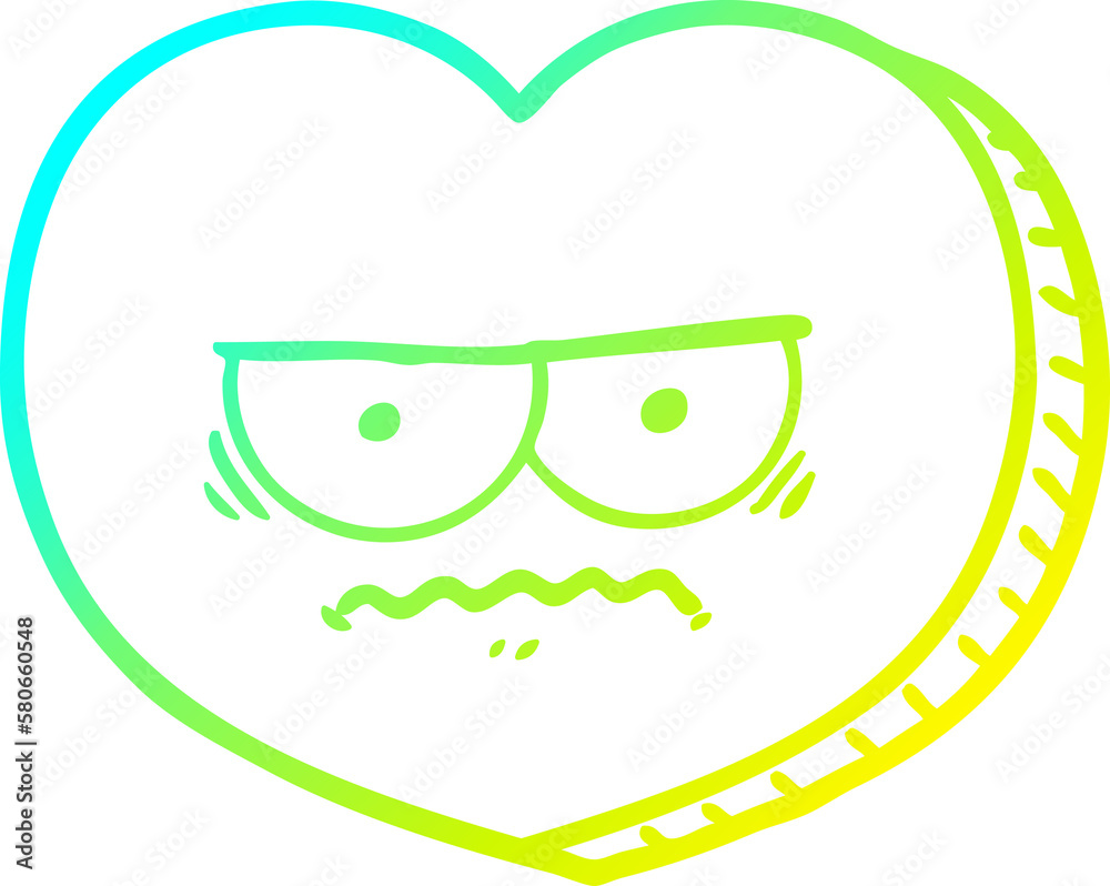 cold gradient line drawing cartoon angry heart cold gradient line drawing cartoon angry heart