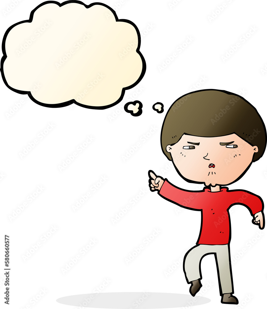 cartoon annoyed man with thought bubble