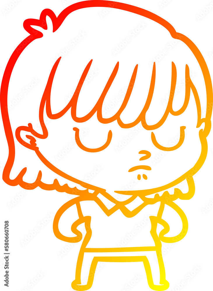 warm gradient line drawing cartoon woman warm gradient line drawing cartoon woman