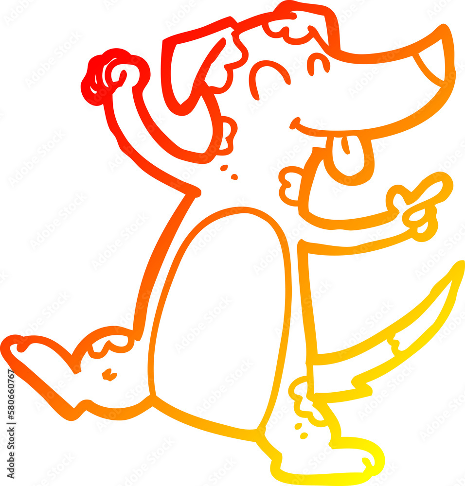 Obraz premium warm gradient line drawing cartoon dancing dog