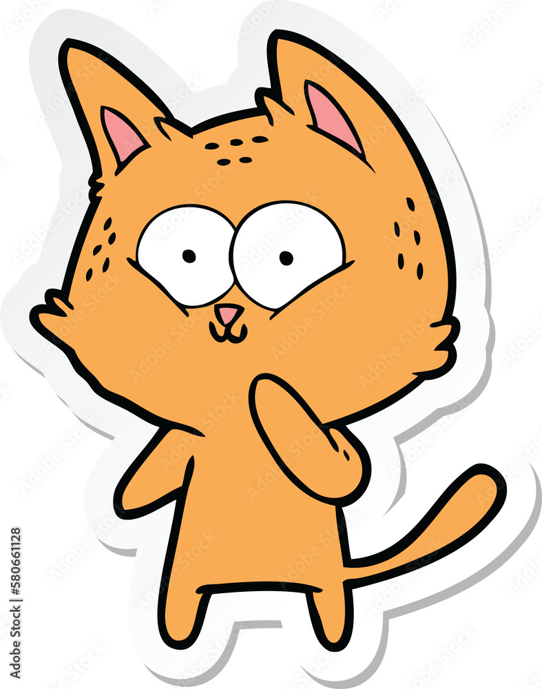 sticker of a cartoon cat considering sticker of a cartoon cat considering