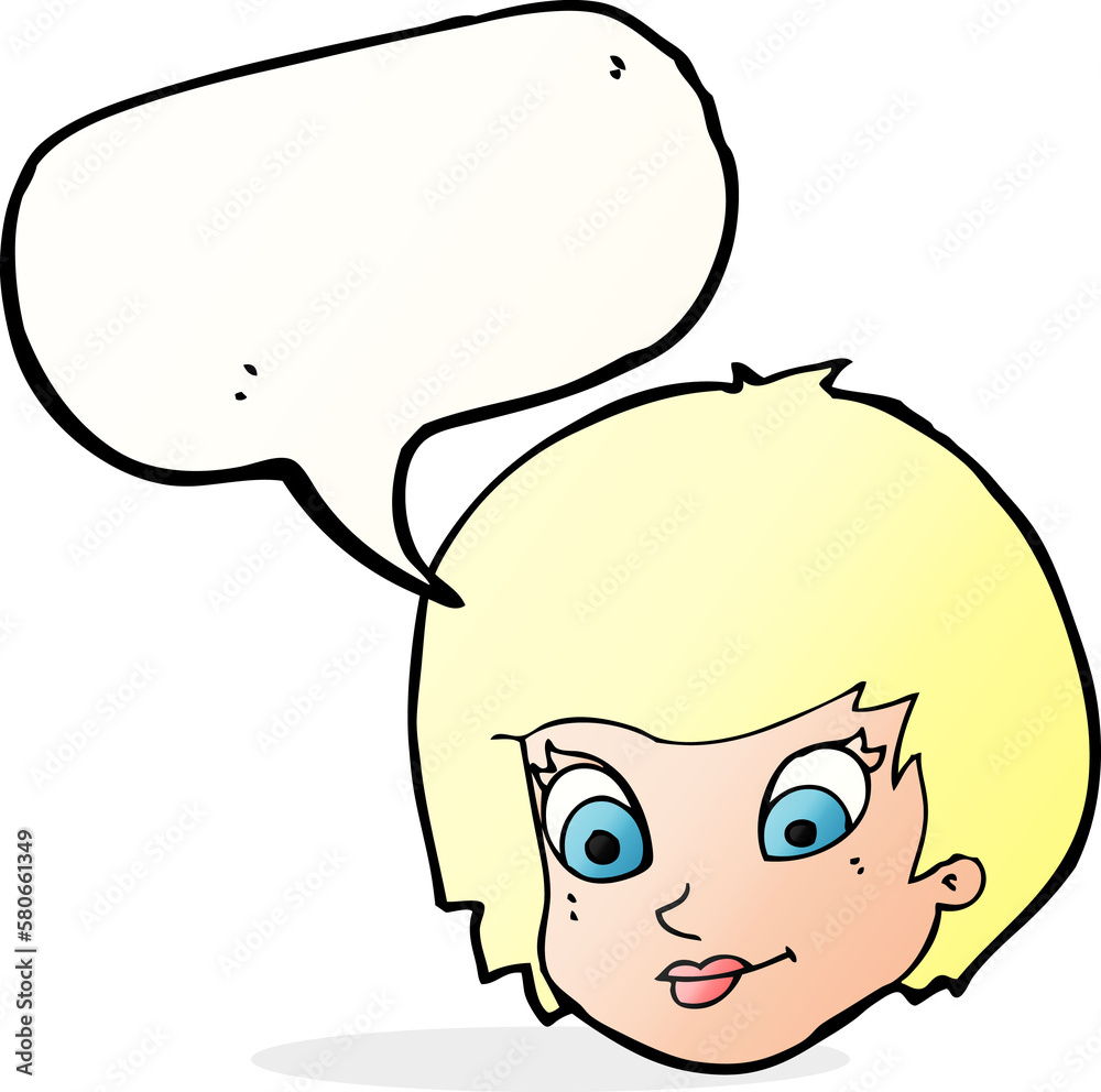 cartoon female face with speech bubble cartoon female face with speech bubble