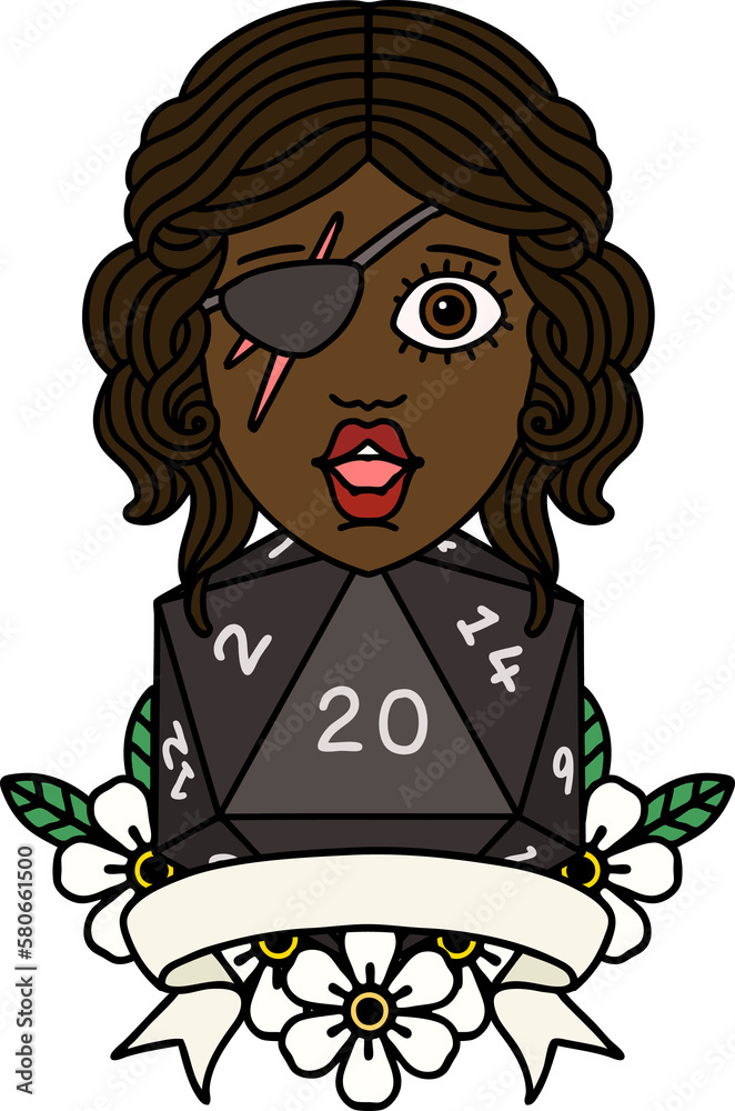 human rogue with natural 20 dice roll illustration human rogue with natural 20 dice roll illustration