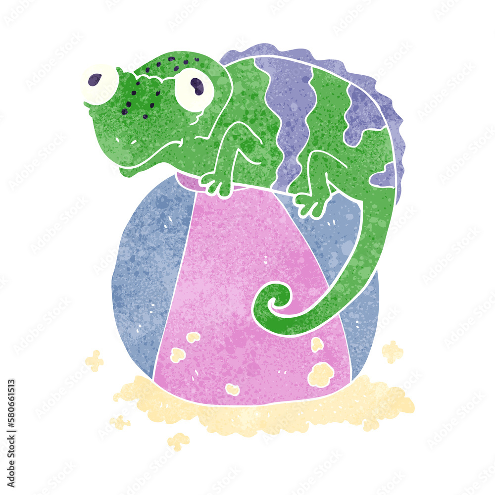 Obraz premium retro cartoon chameleon on ball