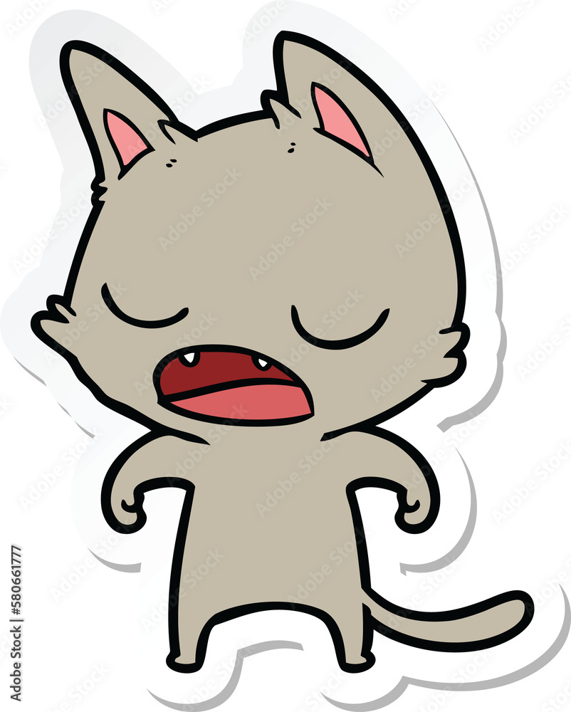 sticker of a talking cat cartoon sticker of a talking cat cartoon