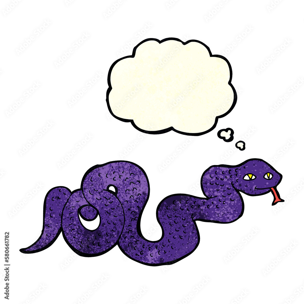 Naklejka premium cartoon snake with thought bubble