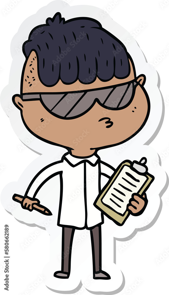sticker of a cartoon boy wearing sunglasses sticker of a cartoon boy wearing sunglasses