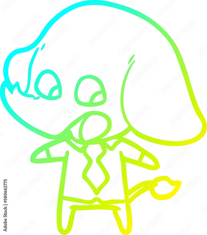 cold gradient line drawing cute cartoon elephant cold gradient line drawing cute cartoon elephant