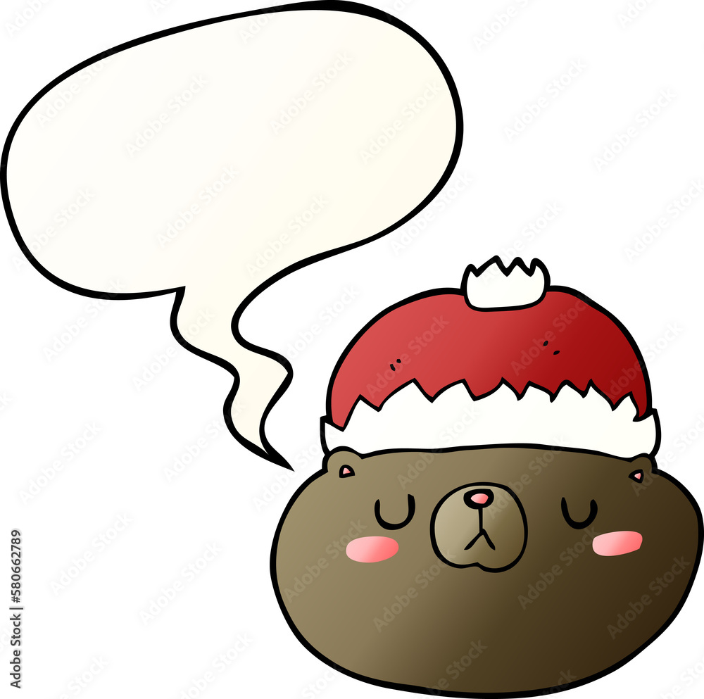 cartoon christmas bear and speech bubble in smooth gradient style cartoon christmas bear and speech bubble in smooth gradient style