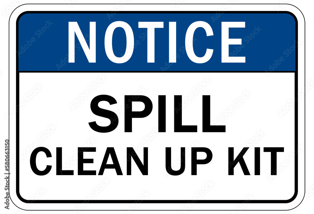 Pesticide chemical hazard sign and labels spill clean up kit