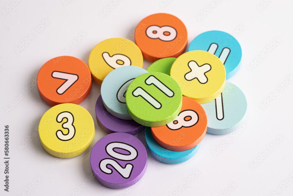Math number colorful on white background, education study mathematics learning teach concept. Math number colorful on white background, education study mathematics learning teach concept.