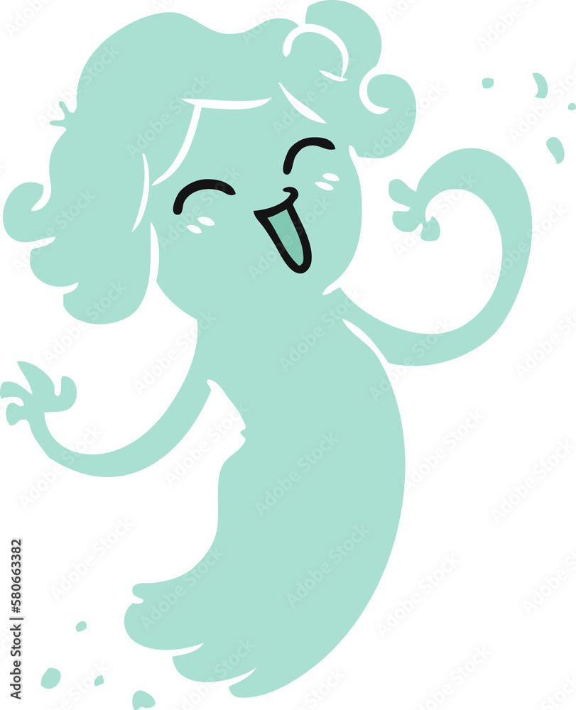 Obraz premium cartoon doodle of a happy pink ghost