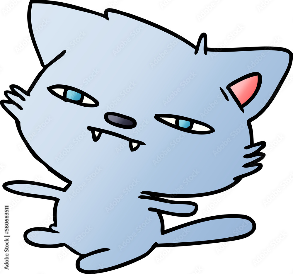 gradient cartoon of cute kawaii cat gradient cartoon of cute kawaii cat