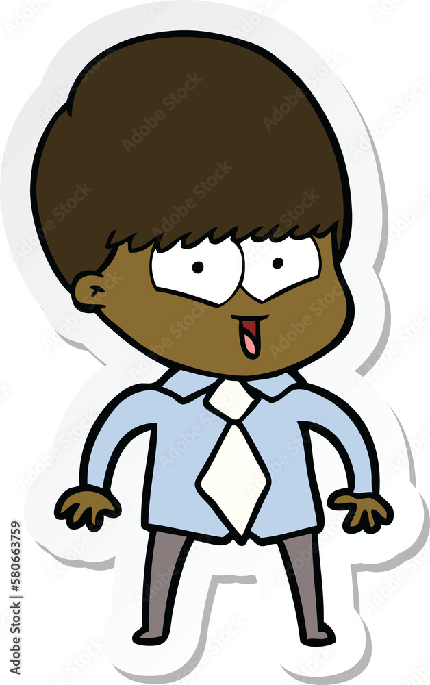 sticker of a cartoon happy boy sticker of a cartoon happy boy
