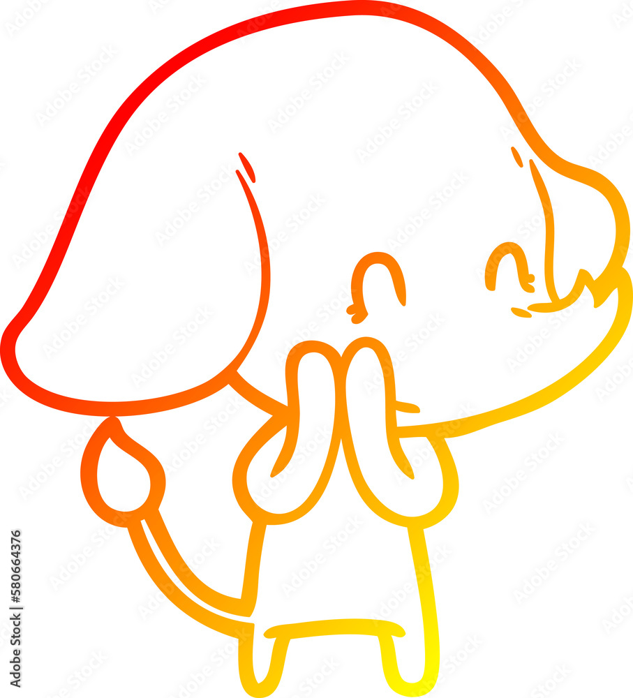 warm gradient line drawing cute cartoon elephant warm gradient line drawing cute cartoon elephant