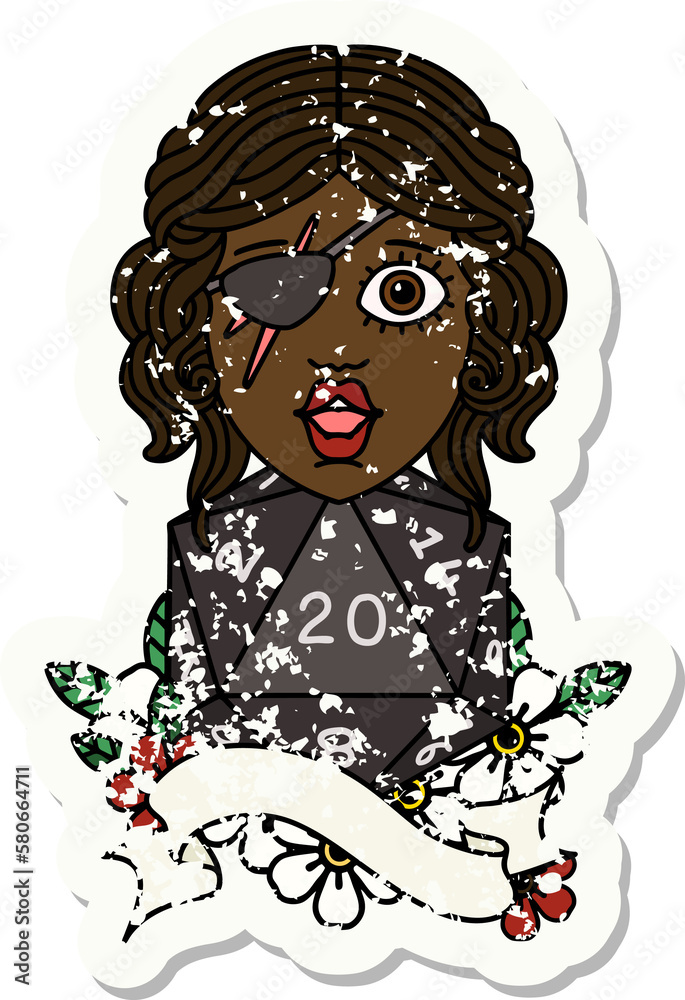 human rogue with natural 20 dice roll illustration human rogue with natural 20 dice roll illustration