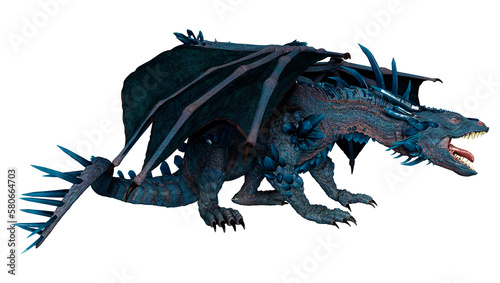 3D Rendering Fairy Tale Dragon on White