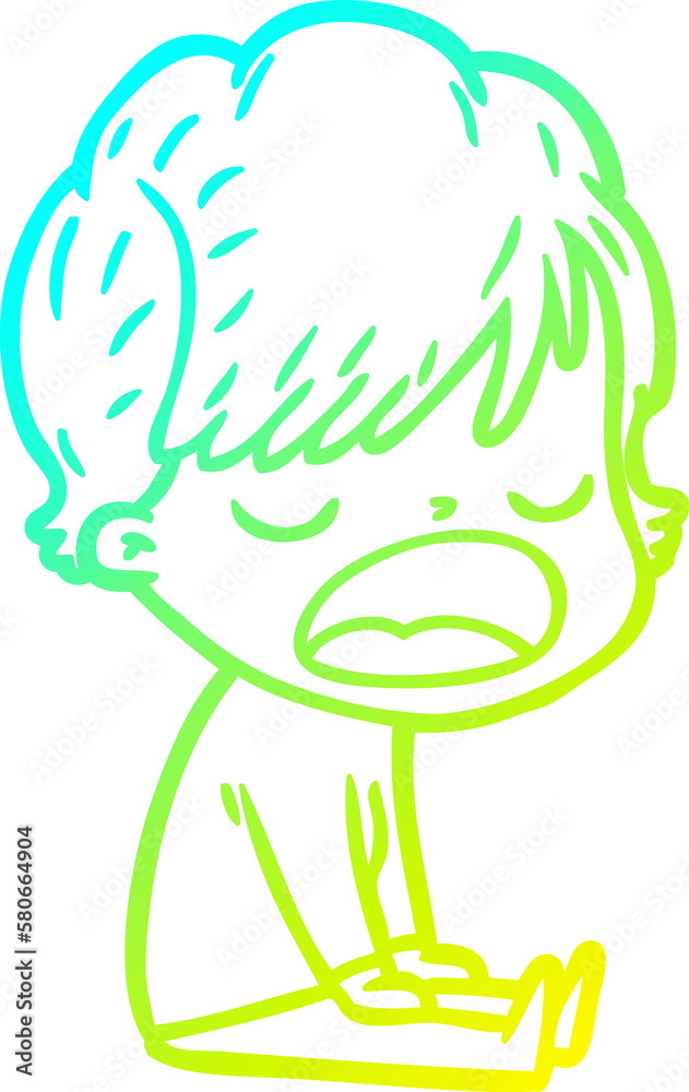 cold gradient line drawing cartoon woman talking cold gradient line drawing cartoon woman talking