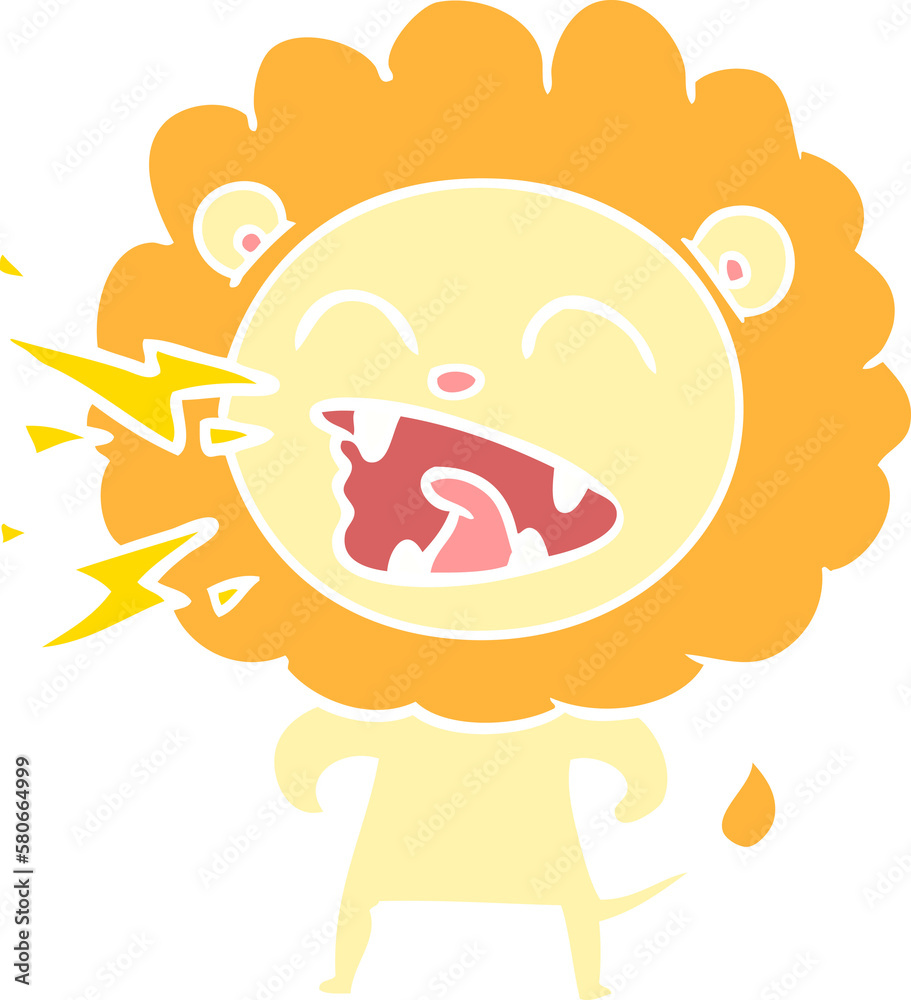 Obraz premium flat color style cartoon roaring lion