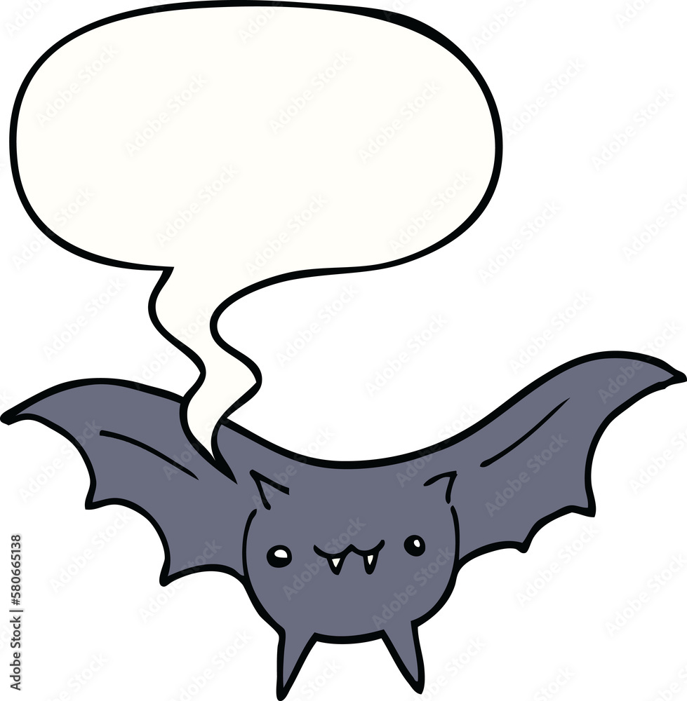 Fototapeta premium cartoon bat and speech bubble