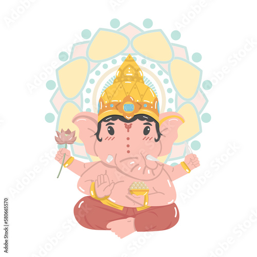 Cute Hindu God Ganesha character cartoon