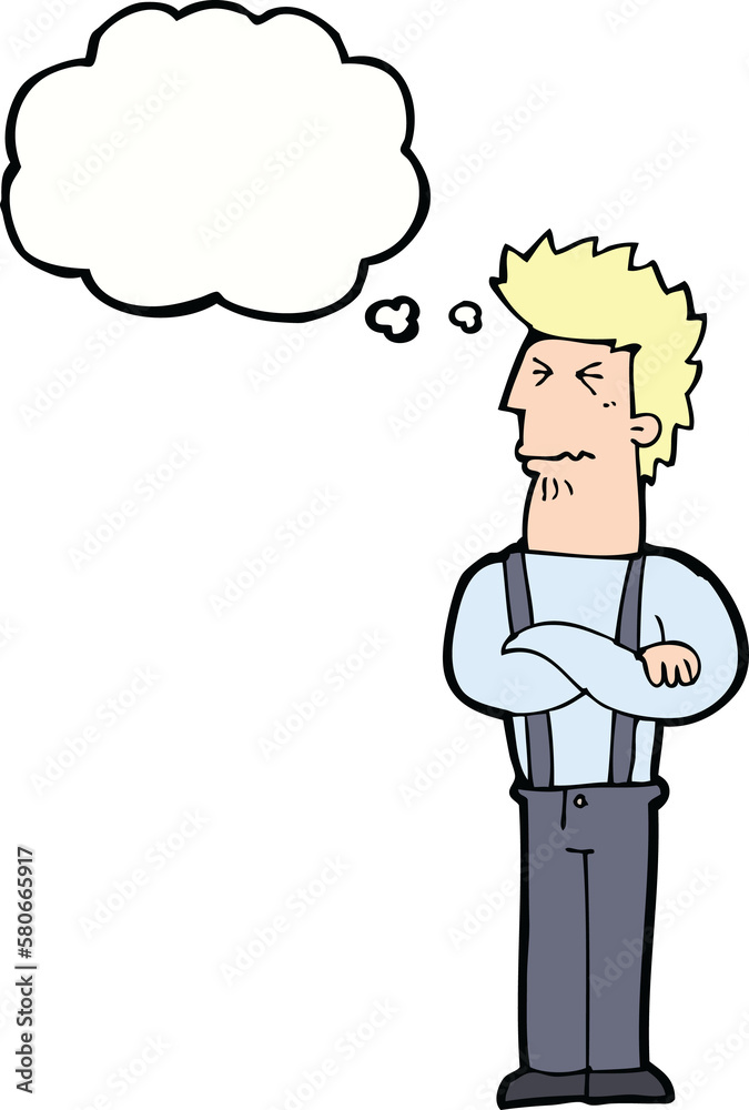 cartoon annoyed man with thought bubble cartoon annoyed man with thought bubble