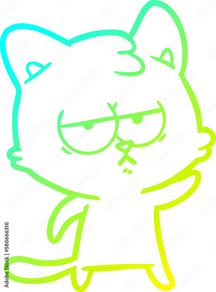 cold gradient line drawing bored cartoon cat cold gradient line drawing bored cartoon cat