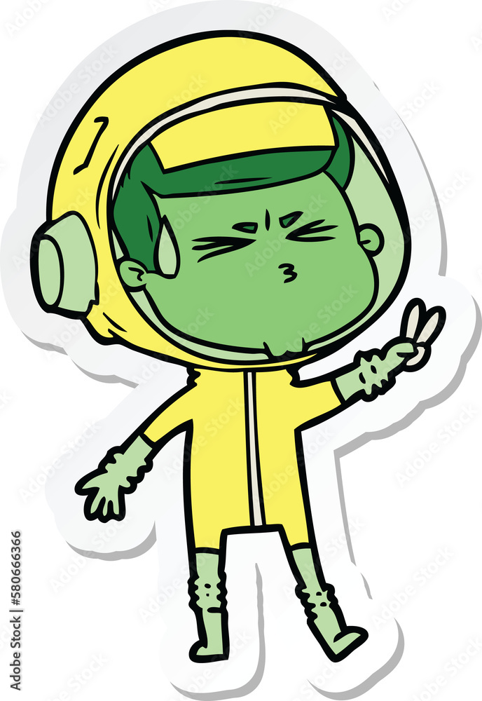 sticker of a cartoon stressed astronaut sticker of a cartoon stressed astronaut