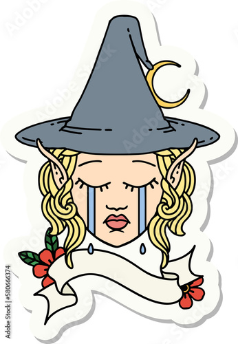 sad elf mage character face sticker