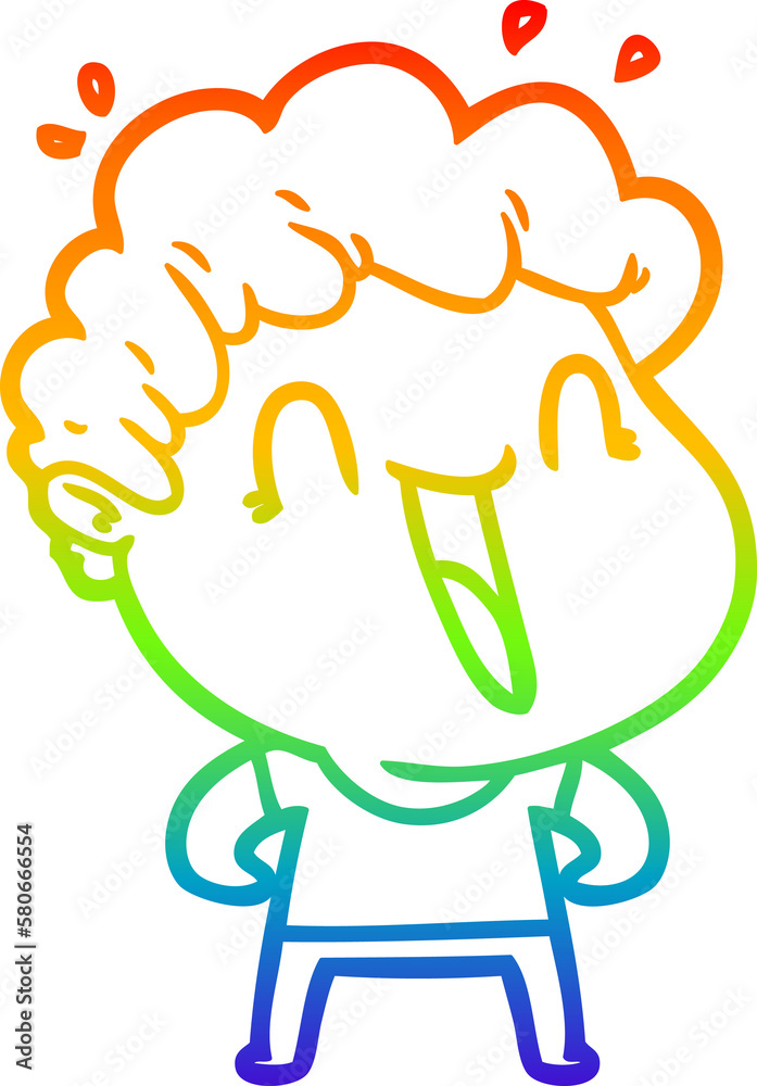 rainbow gradient line drawing cartoon happy man rainbow gradient line drawing cartoon happy man