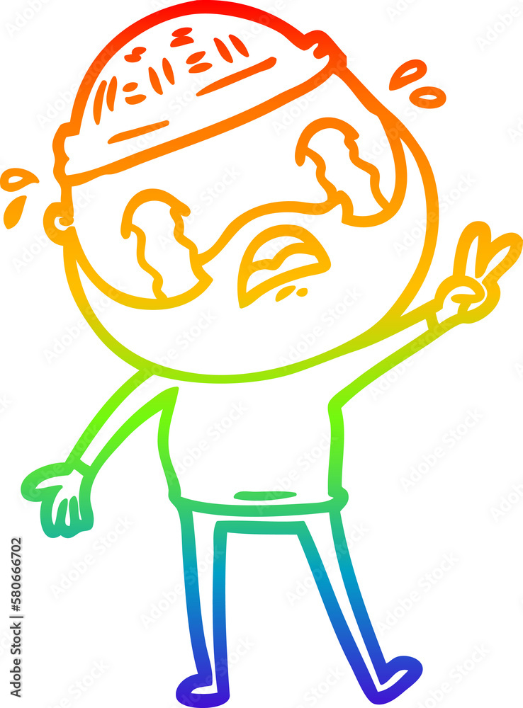 rainbow gradient line drawing cartoon bearded man crying rainbow gradient line drawing cartoon bearded man crying