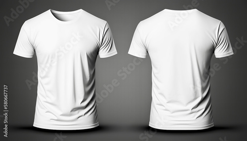 T - shirt mockup. White blank t - shirt front and back views. male clothes wearing clear attractive apparel tshirt models template, Generative ai