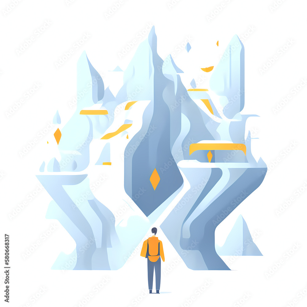 B2B Buyer Journey Complexity Vector Style Illustration, Contemplating Arduous Road Ahead, Light Colors Flat Design, Isolated on White Generative AI B2B Buyer Journey Complexity Vector Style Illustration, Contemplating Arduous Road Ahead, Light Colors Flat Design, Isolated on White Generative AI
