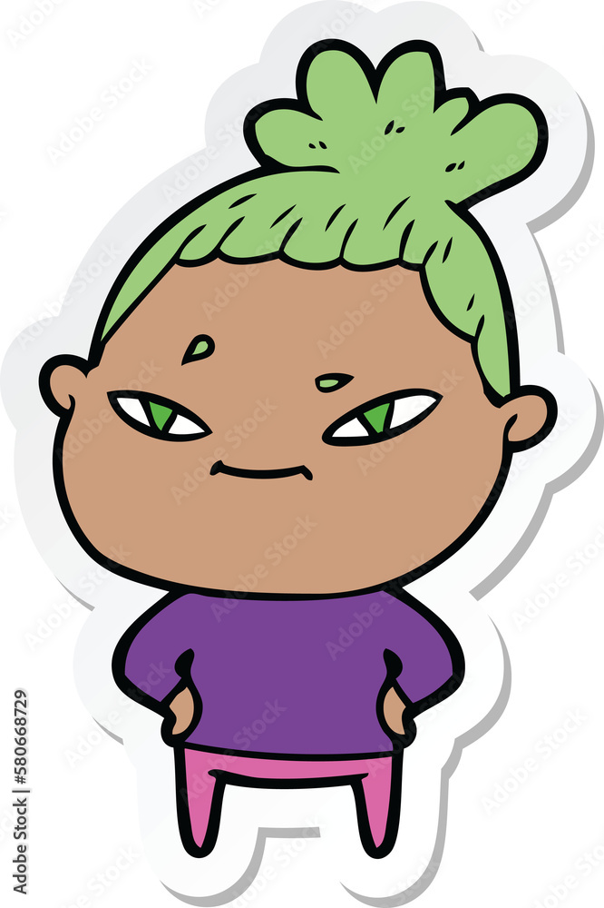 sticker of a cartoon woman sticker of a cartoon woman