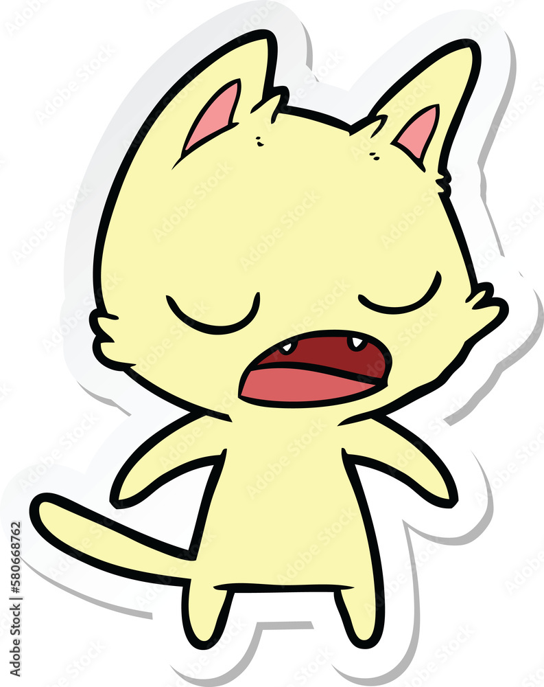 sticker of a talking cat cartoon sticker of a talking cat cartoon