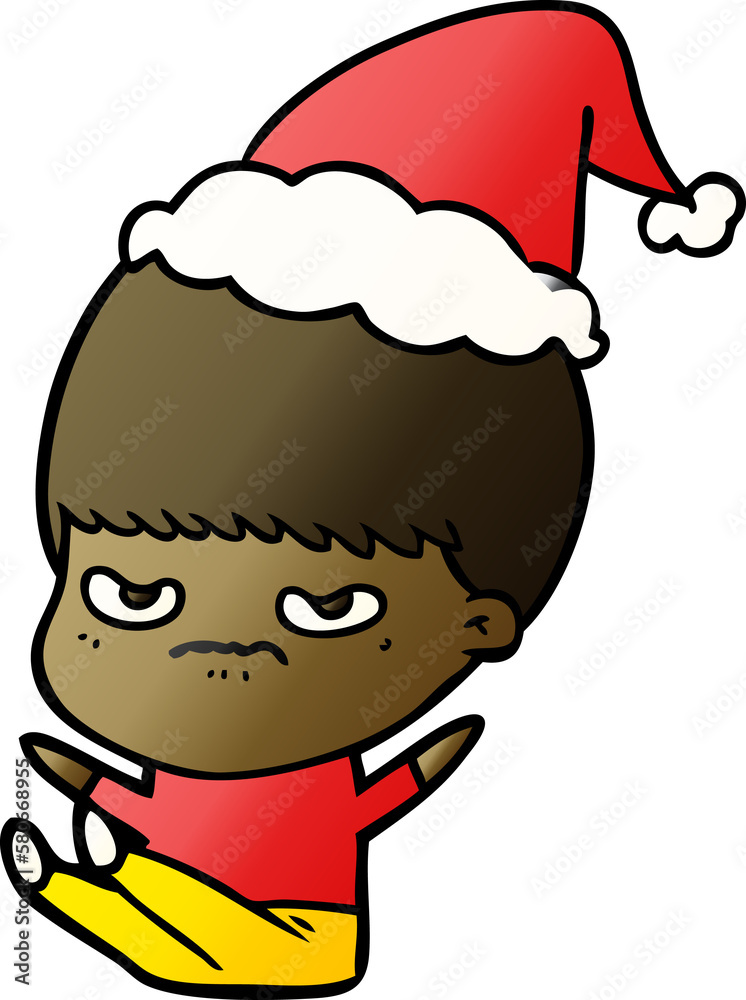 gradient cartoon of a boy wearing santa hat gradient cartoon of a boy wearing santa hat