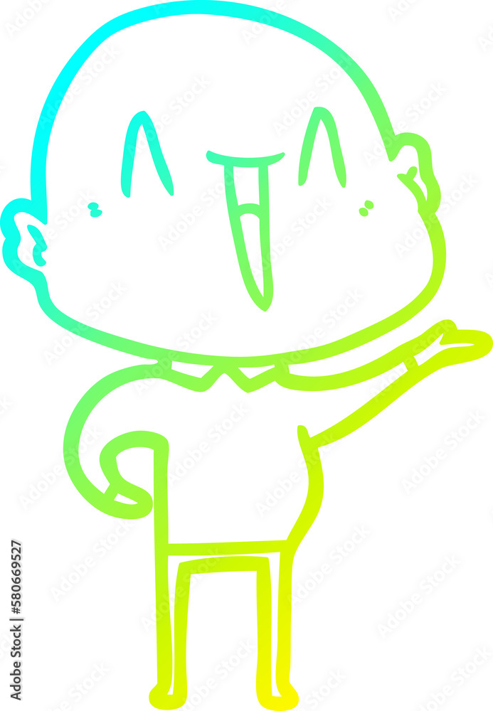 cold gradient line drawing happy cartoon bald man cold gradient line drawing happy cartoon bald man