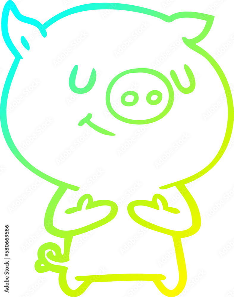 cold gradient line drawing happy cartoon pig cold gradient line drawing happy cartoon pig