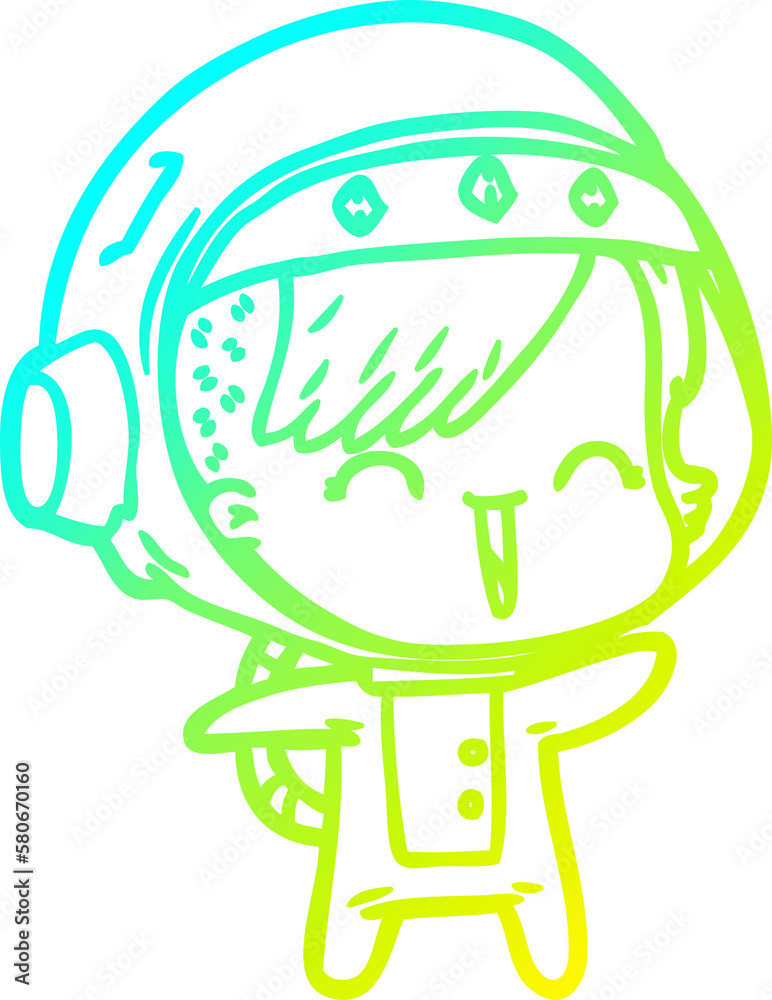 cold gradient line drawing happy cartoon space girl cold gradient line drawing happy cartoon space girl