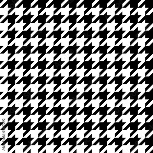 Houndstooth seamless pattern, repeated black color texture, vector illustration. Plaid design for prints, clothes, fabric, textile isolated on white background.