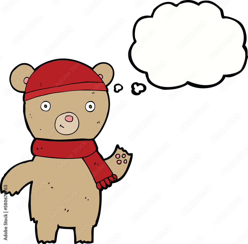 cartoon waving teddy bear with thought bubble cartoon waving teddy bear with thought bubble