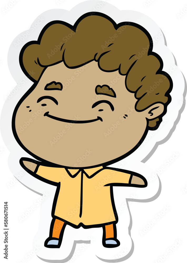 sticker of a cartoon friendly man sticker of a cartoon friendly man