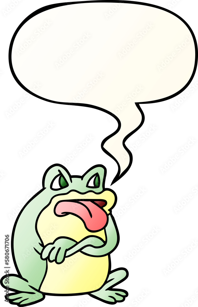 grumpy cartoon frog and speech bubble in smooth gradient style grumpy cartoon frog and speech bubble in smooth gradient style