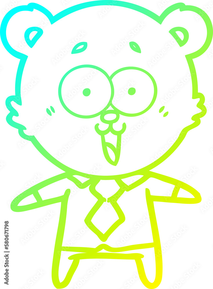 cold gradient line drawing laughing teddy bear cartoon in shirt and tie cold gradient line drawing laughing teddy bear cartoon in shirt and tie