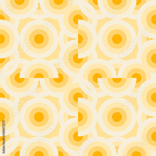 seamless pattern with circles, abstract vector art, colorful texture in yellow, orange and white, abstract graphic ornament, repeating geometric patterm, ideal for fashion, textiles and paper design